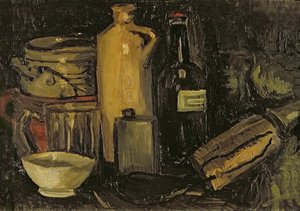 Nature morte avec pots, bouteilles et flacons, vers 1886